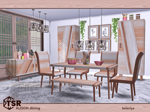 Sims 4 — Alison Dining by soloriya — A set of furniture for dining rooms. Has 2 color palettes. Includes 10 objects: