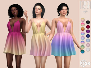 Sims 4 — Nysa Dress by Sifix2 — A short, low-cut dress. Comes in 15 colors for teen, young adult and adult sims. Thank