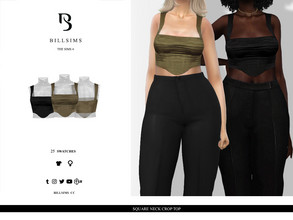 Sims 4 — Square Neck Crop Top by Bill_Sims — This top features a built-in corset with wide straps and a square neckline!