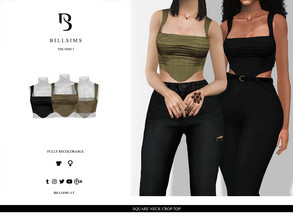Sims 3 — Square Neck Crop Top by Bill_Sims — This top features a built-in corset with wide straps and a square neckline!