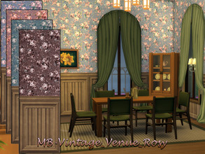 Sims 4 — Vintage Venue Rosy by matomibotaki — MB-Vintage_Venue_Rosy Romantic rose wallpaper in a vintage look with wood