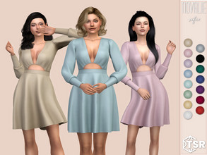 Sims 4 — Novalie Dress by Sifix2 — A long-sleeved cutout dress. Comes in 15 colors for teen, young adult and adult sims.