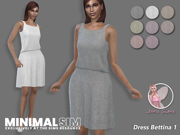 Sims 4 — MINIMAL SIM Dress Bettina 1 by Jaru_Sims — New Mesh HQ mod compatible All LODs 8 swatches Teen to elder Custom