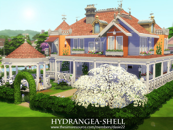 Sims 4 — Hydrangea-Shell by dasie22 — Hydrangea-Shell is a lovely, traditional house with a sweet garden. Please, use