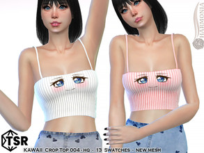Sims 4 — Kawaii Crop Top 004 by Harmonia — New Mesh All Lods 14 Swatches HQ Please do not use my textures. Please do not