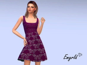 Sims 4 — Elegant Magenta Dress (requires Seasons) by Emyrld — Flared magenta dress with silver patterns