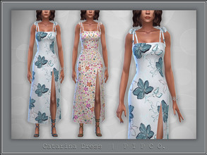 Sims 4 — Catarina Dress. by Pipco — An alluring dress in 27 swatches. 7 Patterns and 20 Solids Base Game Compatible New