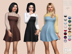 Sims 4 — Nylah Outfit by Sifix2 — A cute blouse and strap dress combo. Comes in 15 color combinations for teen, young