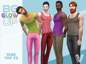 Sims 4 — Base Game Glow Up Tank v3 by SimmieV — A serious Glow Up of the base game tank top. Available in eight nearly