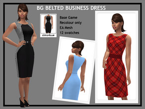 Sims 4 — Belted Business Dress by sims4sue — A penil dress perfect for work in 3 variations.