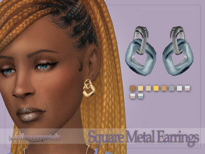 Sims 4 — Square Metal Earrings by SunflowerPetalsCC — A pair of metal earrings in 10 various metal swatches.