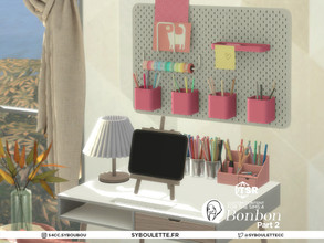 Sims 4 — Bonbon bedroom set Part 2 by Syboubou — This is a bedroom set for teens or crafty sims who love pencils !