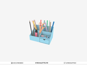 Sims 4 — Bonbon - Pencils holder organizer by Syboubou — This is a desk organizer with pencils and office clutter