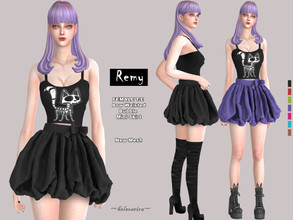 Sims 4 — REMY - Bubble Mini Skirt by Helsoseira — Style : Bow waisted bubble mini skirt Name : REMY Sub part Type : Skirt