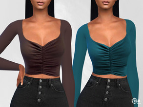 Sims 4 — Cropped Long Sleeve Emma Tops by saliwa — Cropped Long Sleeve Emma Tops 4 darker colour swatches