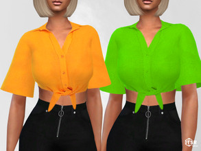 Sims 4 — Mesh Short Sleeve Front Tied Shirts by saliwa — Mesh Short Sleeve Front Tied Shirts 4 swatches