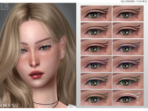 Sims 4 — LMCS Liner N22 by Lisaminicatsims — -New Mesh -Eyeliner category -HQ comatble -12 swatches -All Skin