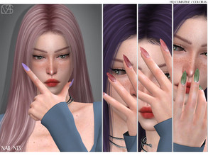 Sims 4 — LMCS Nail N13 by Lisaminicatsims — -New Mesh -Ring category -HQ comatble -16 swatches -All Skin