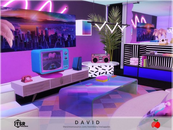 Sims 4 — David - living room by melapples — a neon pink and blue living room with retro vibes. enjoy! 7x5 $ 6972 short