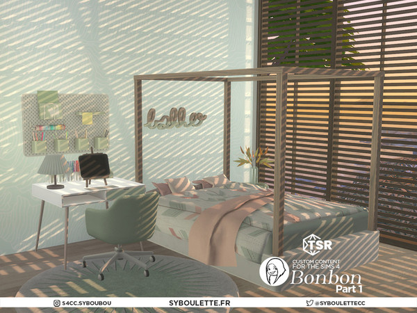 Sims 4 — Bonbon bedroom set - Part 1 by Syboubou — This is a bedroom set for teens or crafty sims who love pencils !