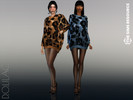 Sims 4 — Leopard Print Wool Sweater Dress DO566 by DOLilac — Custom thumbnail New Mesh 6 Colors Adult-Elder-Teen-Young