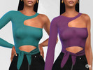 Sims 4 — One Shoulder Front Tied Tops by saliwa — One Shoulder Front Tied Tops 4 Swatches