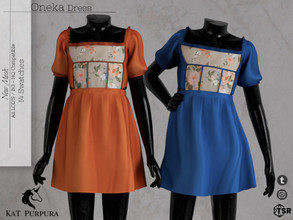 Sims 4 — Oneka Dress by KaTPurpura — Short dress with a straight neckline, with small openings at the waist