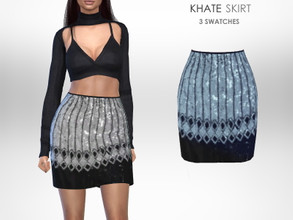 Sims 4 — Khate Skirt by Puresim — Sequined Skirt in 3 swatches.