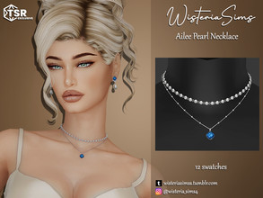 Sims 4 — Ailee Pearl Necklace by WisteriaSims — **FOR WOMAN **NEW MESH *TEEN TO ELDER - Necklace Category - 12 swatches -