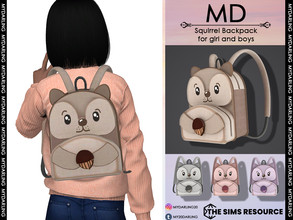 Sims 4 — Squirrel Backpack CHILD by Mydarling20 — new mesh base game compatible all lods all maps 6 colors for girl and