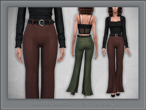 Sims 4 — Portia Pants. by Pipco — Belted pants in 20 colors. Base Game Compatible New Mesh All Lods HQ Compatible