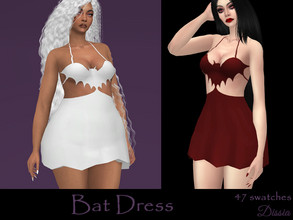 Sims 4 — Bat Dress (Simblreen 2022 Tumblr Gift) by Dissia — Spikes bottom and bat shaped top short dress. Perfect for