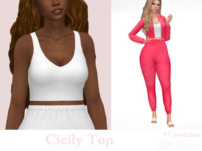 Sims 4 — Cicily Top by Dissia — Short tank top in many colors ;) Available in 47 swatches