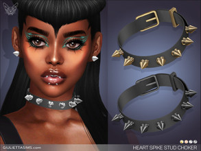 Sims 4 — Heart Spike Stud Choker by feyona — Heart Spike Stud Choker comes in 4 colors of metal: yellow gold, white gold,