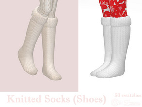 Sims 4 — Knitted Socks (Shoes) by Dissia — Under the knee knitted chunky very warm socks as shoes :) Available in 50