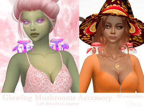 Sims 4 — Glowing Mushrooms Accessory (Simblreen 2022 Tumblr Gift) by Dissia — Slowly glowing mushrooms on sims shoulders