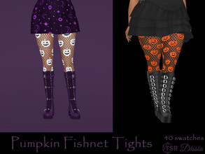 Sims 4 — Pumpkin Fishnet Tights by Dissia — Cute mesh tights with pumpkins in 5 sizes and 8 colors - orange, green,