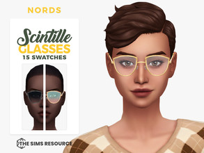 Sims 4 — Scintille Glasses by Nords — Sul sul, here's a pair of cat eye glasses with metal frame for adult male and