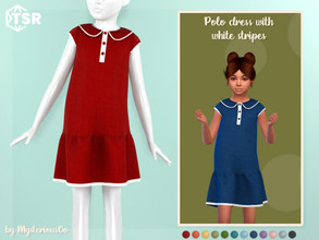Sims 4 — Polo dress with white stripes by MysteriousOo — Polo dress with white stripes for kids in 12 colors