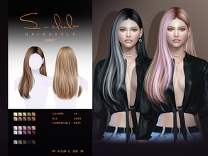 Sims 4 — MI-LONG hairstyle (An 040922)  by S-Club — MI-LONG hairstyle (An 040922), 24 COLORS, HQ&HAT compatible, hope