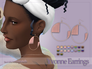 Sims 4 — Yvonne Earrings by SunflowerPetalsCC — A pair of geometric hoops in 20 colors - 10 silver and 10 gold.