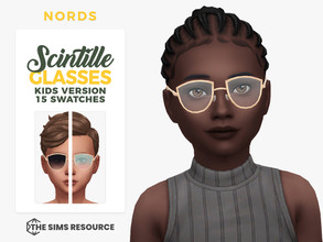 Sims 4 — Scintille Glasses for Kids by Nords — Sul sul, here's a pair of cat eye glasses with metal frame for male and