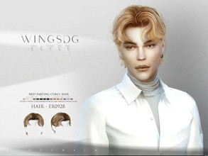 Sims 4 — WINGS-ER0928-Mid parting curly hair by wingssims — Colors:15 All lods Compatible hats Make sure the game is