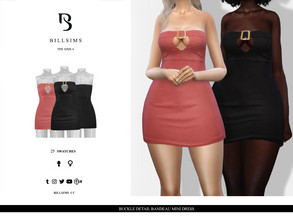 Sims 4 — Buckle Detail Bandeau Mini Dress by Bill_Sims — This dress features a bandeau neckline with a buckle detail and