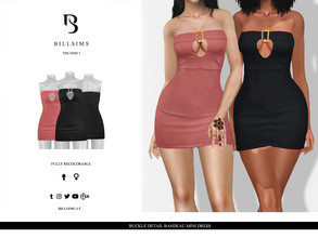 Sims 3 — Buckle Detail Bandeau Mini Dress by Bill_Sims — This dress features a bandeau neckline with a buckle detail and