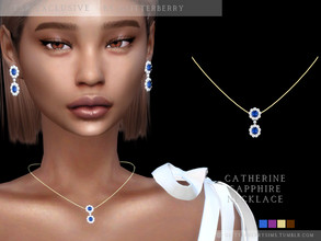 Sims 4 — Catherine Sapphire Necklace by Glitterberryfly — A dainty necklace with sapphire stones