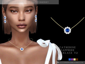 Sims 4 — Catherine Sapphire Necklace v2 by Glitterberryfly — Version 2 of the Catherine necklace, featuring sapphire