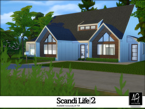 Sims 4 — Scandi Life 2 by ALGbuilds — Scandi Life 2 is a 3 bedroom, 2 bath home. It has living room with fireplace,