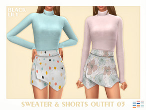 Sims 4 — Sweater & Shorts Outfit 03 by Black_Lily — YA/A/Teen 6 Swatches New item