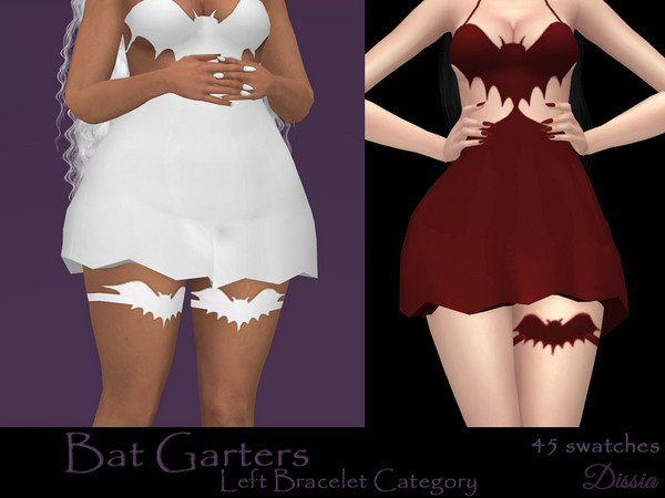 Sims 4 — Bat Garters (Simblreen 2022 Tumblr Gift) by Dissia — Bat shaped garter for lef, right or both legs! :) Available